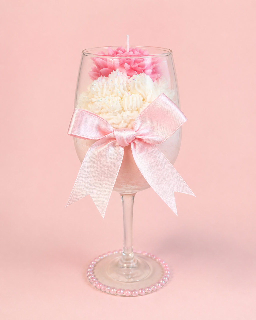 Royal Rose & Satin Bow Wine Glass Scented Candle