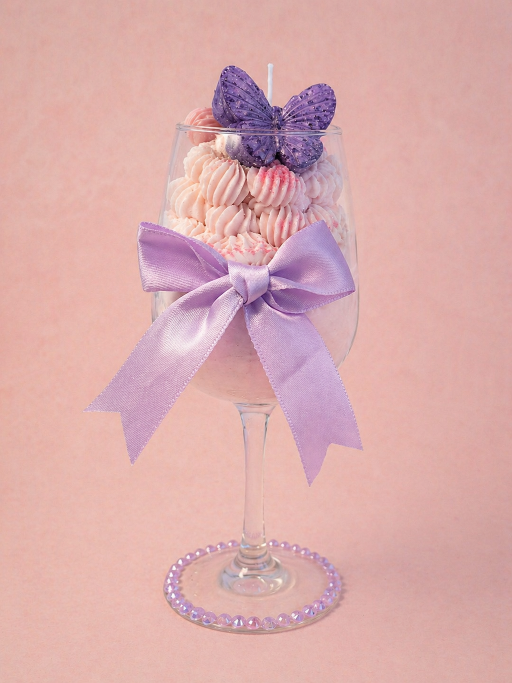 Modern King Bow Tie & Hearts Wine Glass Royalty Candle