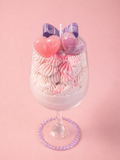 Modern King Bow Tie & Hearts Wine Glass Royalty Candle