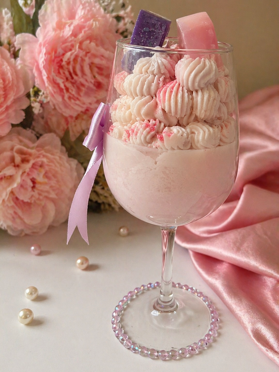 Modern King Bow Tie & Hearts Wine Glass Royalty Candle