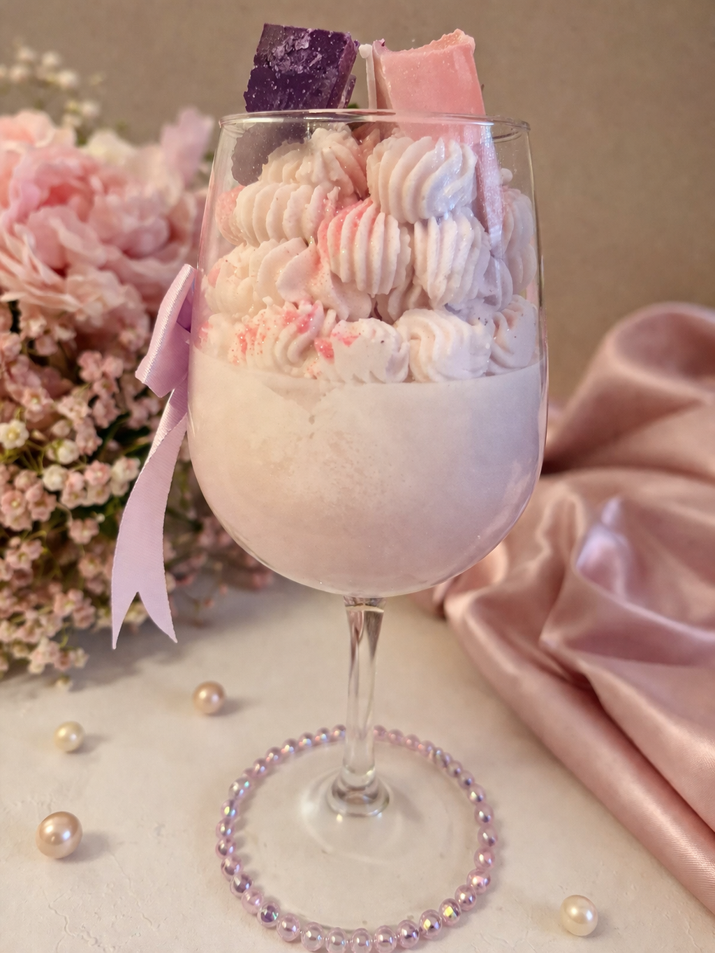 Modern King Bow Tie & Hearts Wine Glass Royalty Candle