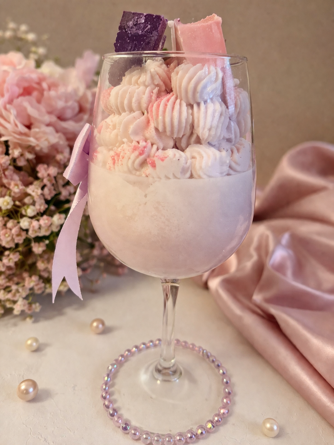 Modern King Bow Tie & Hearts Wine Glass Royalty Candle