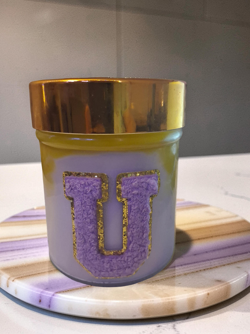 Varsity Unity Lavender Letter Candle