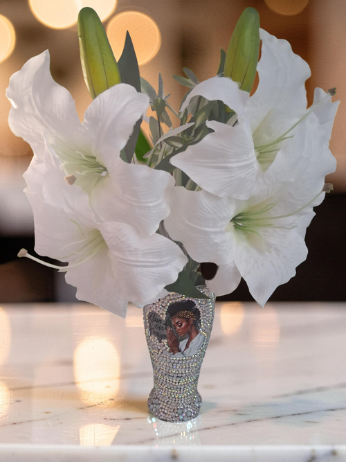 God is Good Rhinestone Statement Vase close up