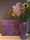 Velvet Plum canvas and toned vase set with pink and yellow flowers
