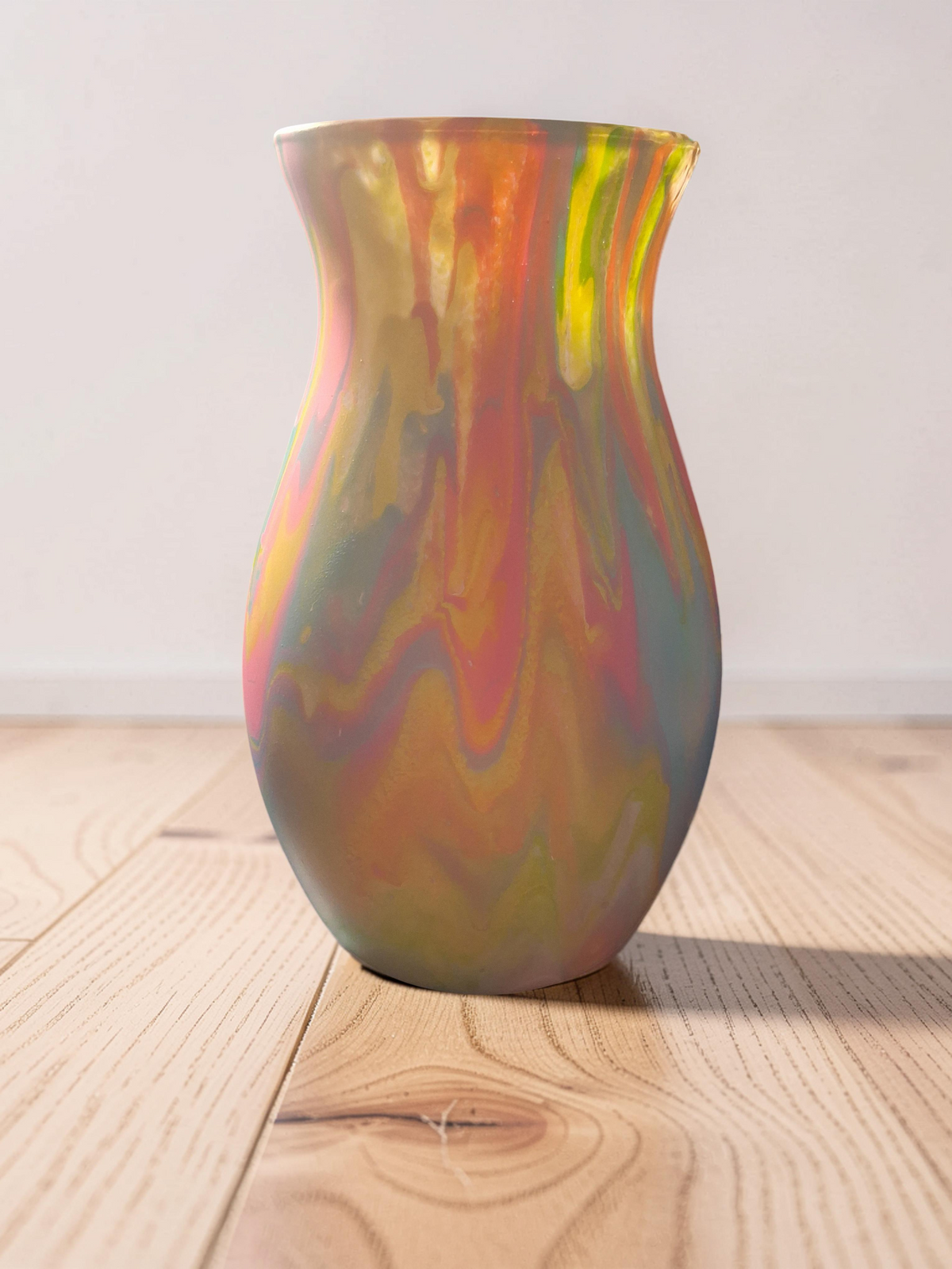 "Pastel Sunrise" Canvas & Swirl Vase Set
