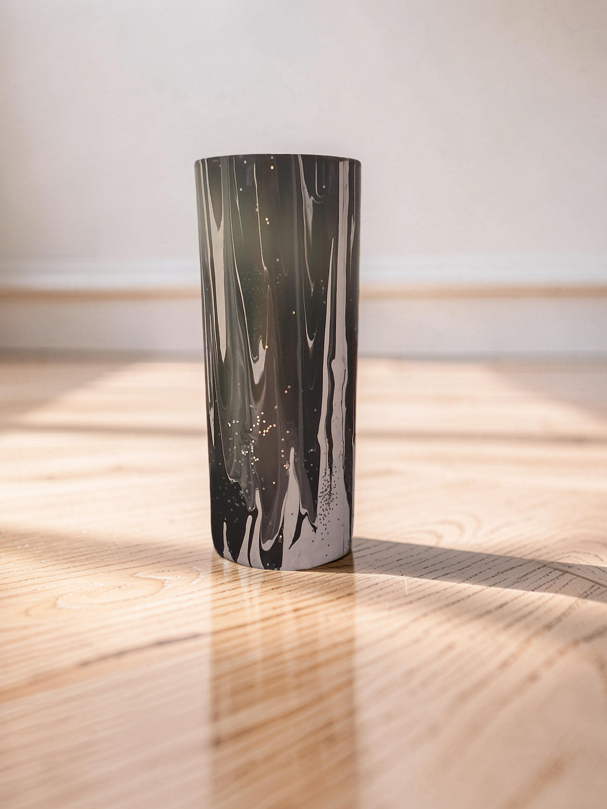 "Midnight Onyx" Canvas & Drip Vase Set