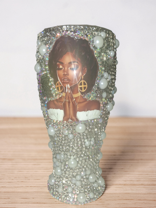 God Is Good blinged out vase handcrafted rhinestone faith decor gift by Kingdom Scented Co
