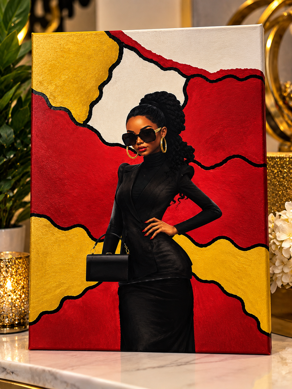 Own the Room — Black Woman Mixed-Media Canvas Art