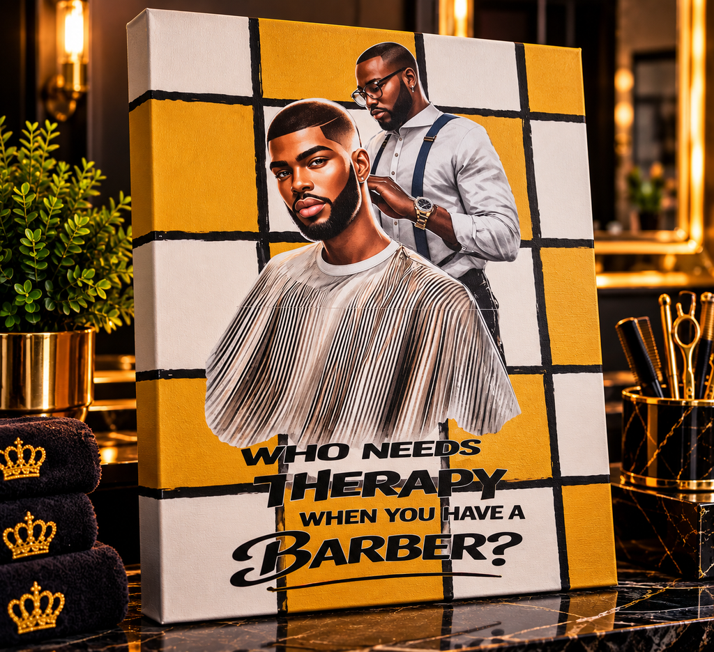 Who Needs Therapy? — Barber Mixed-Media Canvas Art