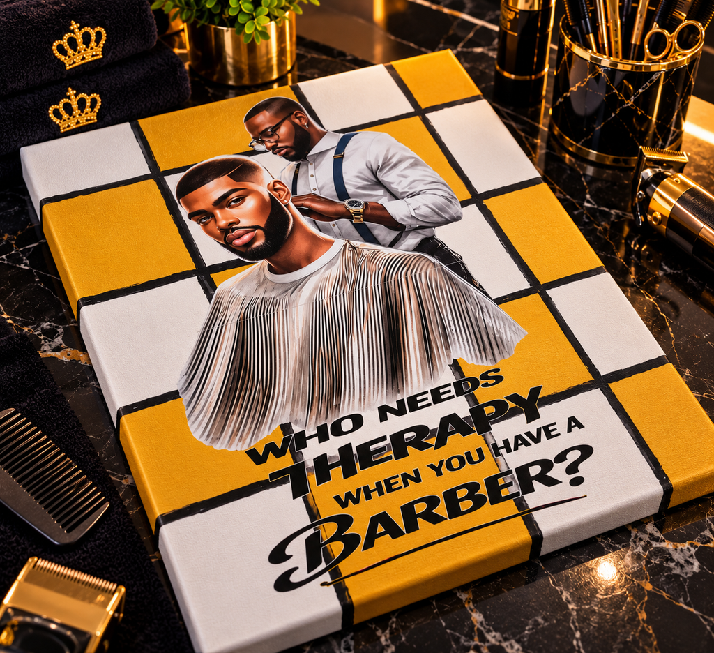 Who Needs Therapy? — Barber Mixed-Media Canvas Art