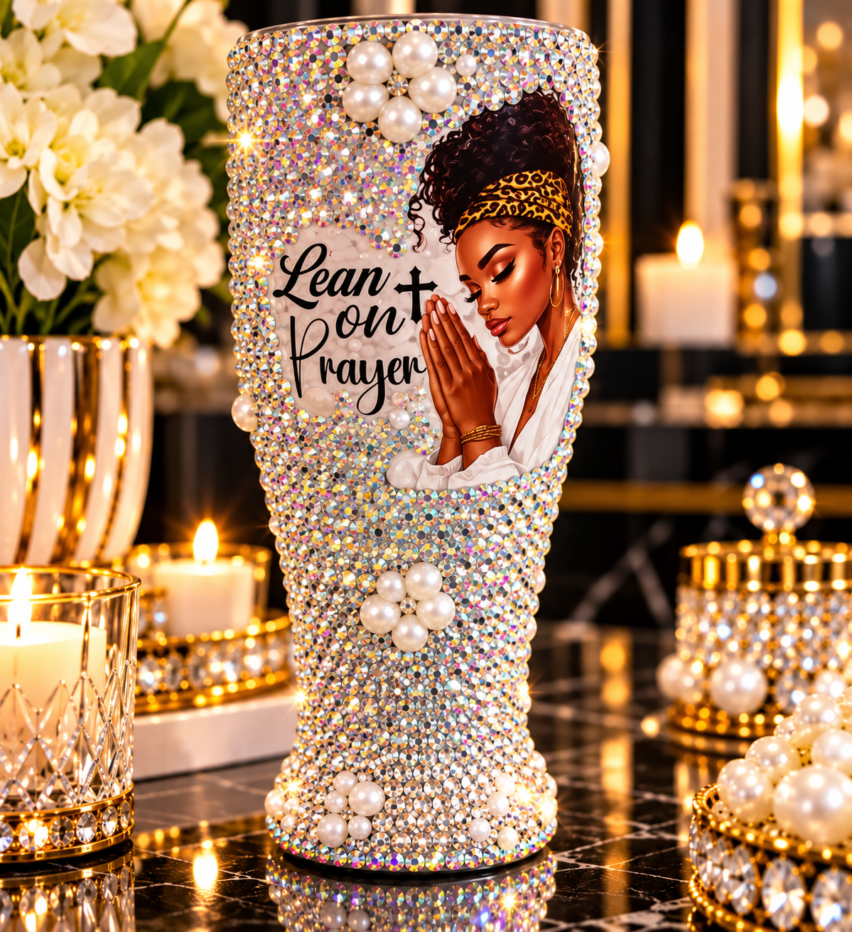 Covered in Faith — 2-Piece Rhinestone & Pearl Prayer Set