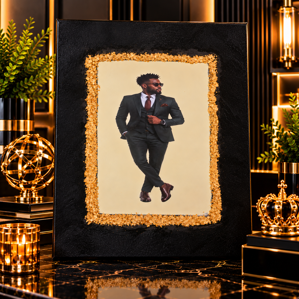 Dressed for the Moment — Black Man Mixed-Media Canvas Art
