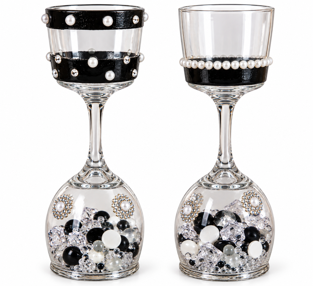 Black Pearl — 2-Piece Embellished Stemmed Glass Set