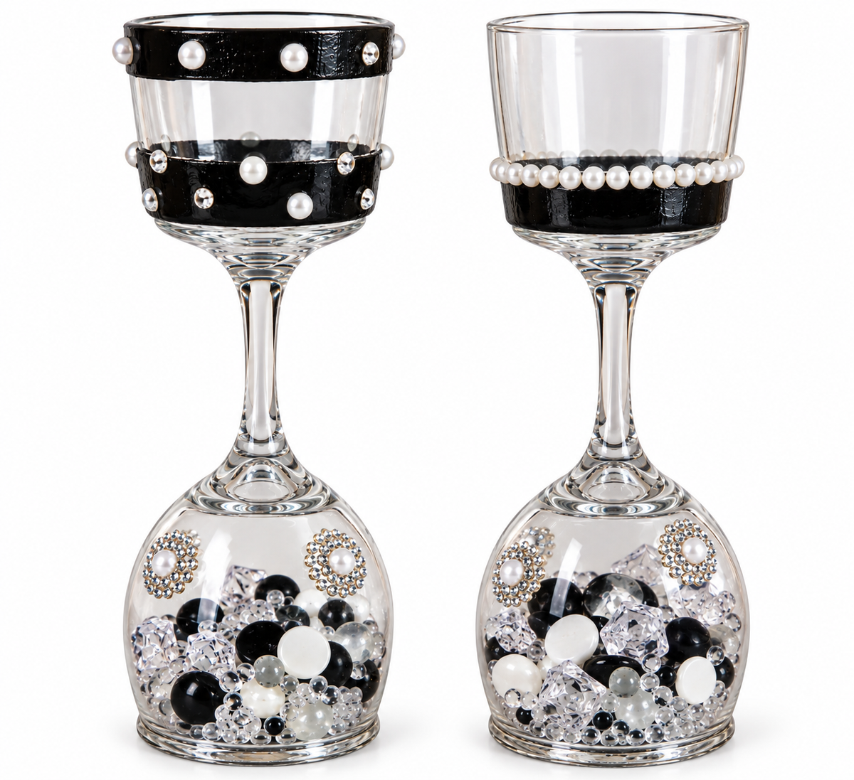 Black Pearl — 2-Piece Embellished Stemmed Glass Set