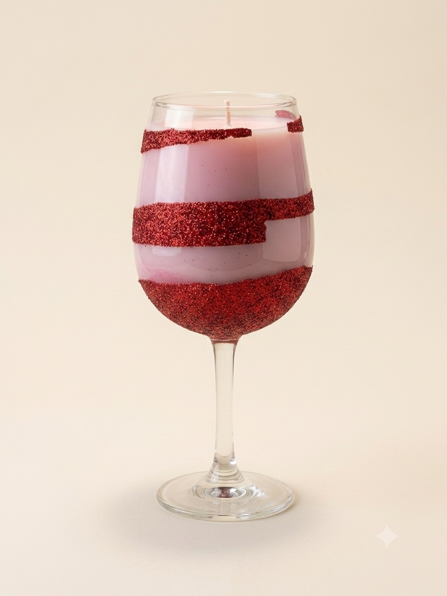 Ruby Sparkle Champagne Glass Candle