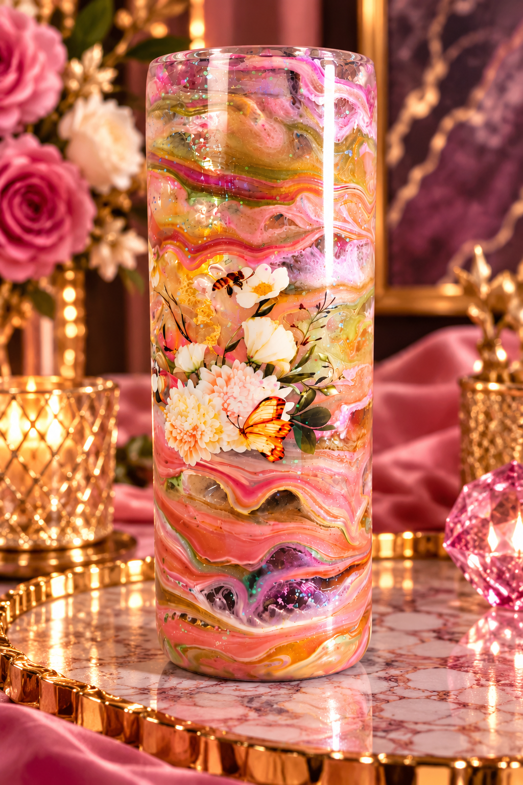 Walk by Faith — Decorative Faith Flower Vase with Stones & Gems