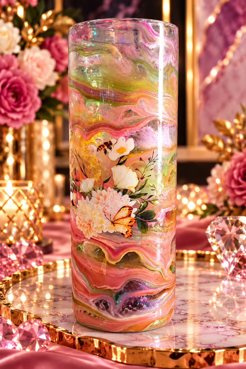 Walk by Faith — Decorative Faith Flower Vase with Stones & Gems