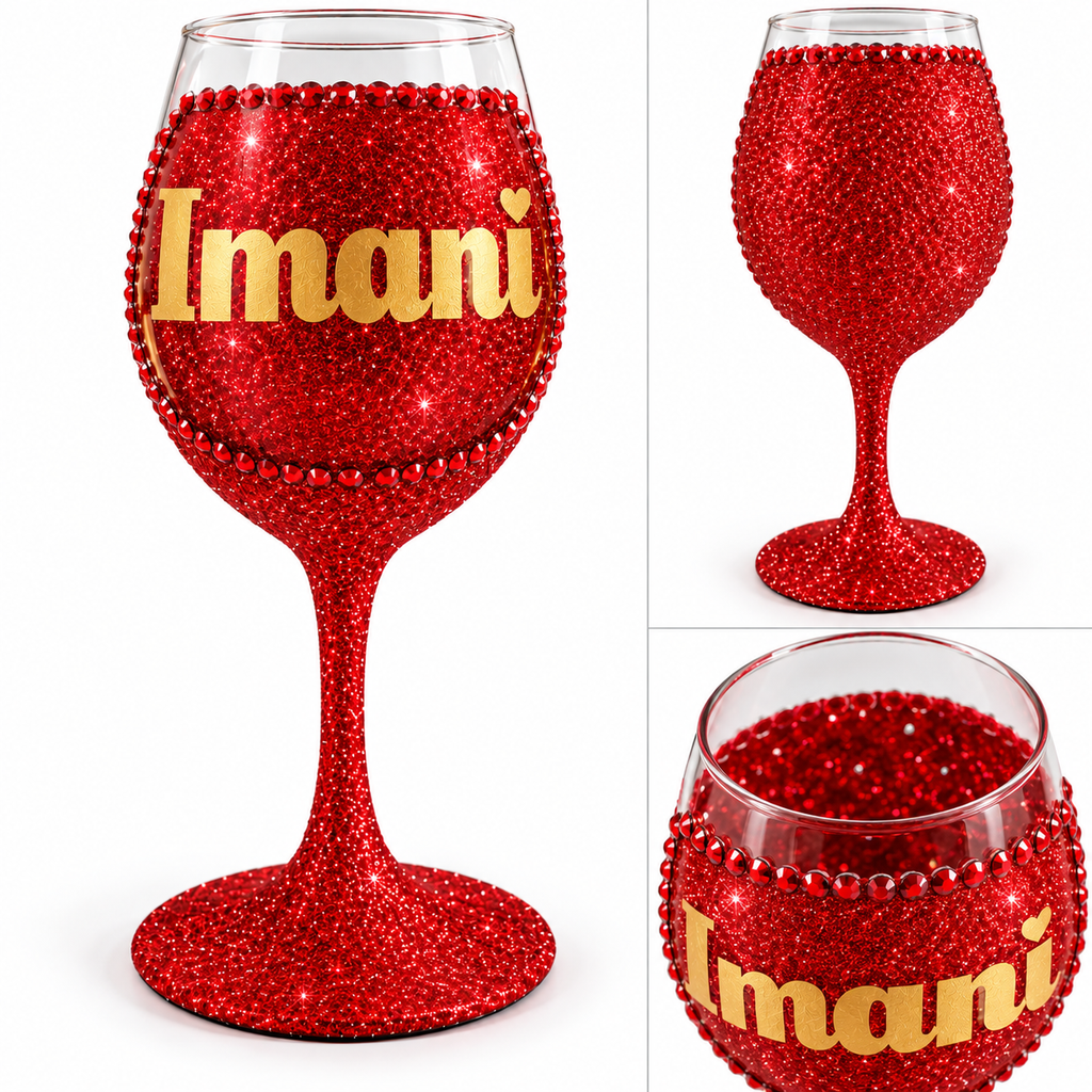 Red Hot & Personalized — Custom Glitter Stemmed Glass