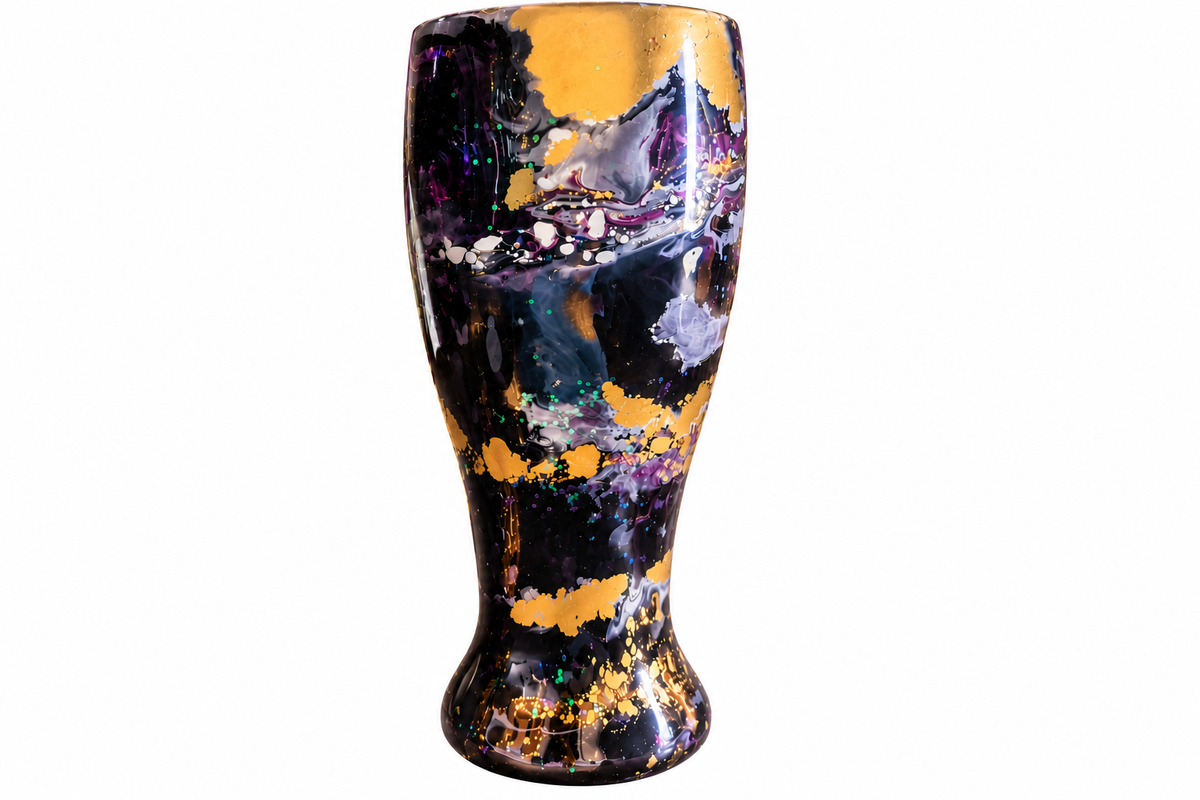 Midnight Gold — Abstract Marbled Decorative Flower Vase