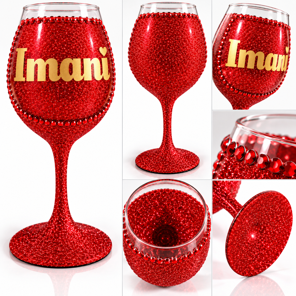 Red Hot & Personalized — Custom Glitter Stemmed Glass