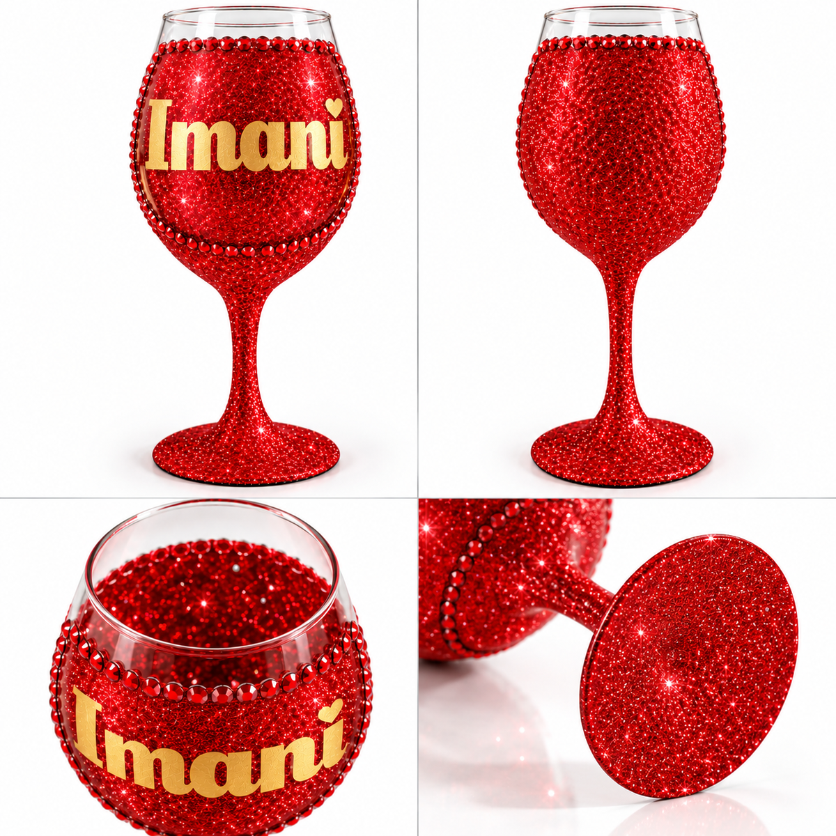 Red Hot & Personalized — Custom Glitter Stemmed Glass