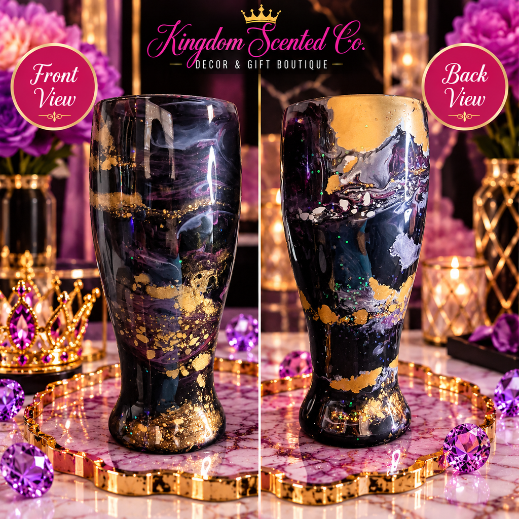 Midnight Gold — Abstract Marbled Decorative Flower Vase