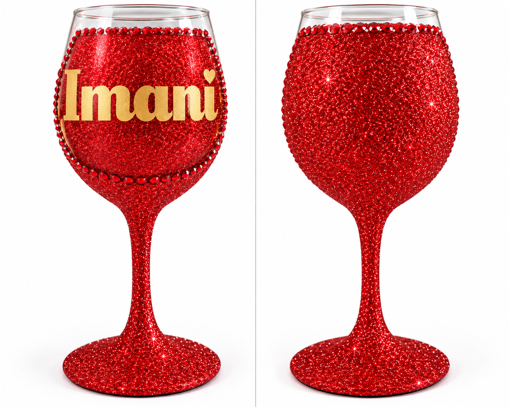 Red Hot & Personalized — Custom Glitter Stemmed Glass
